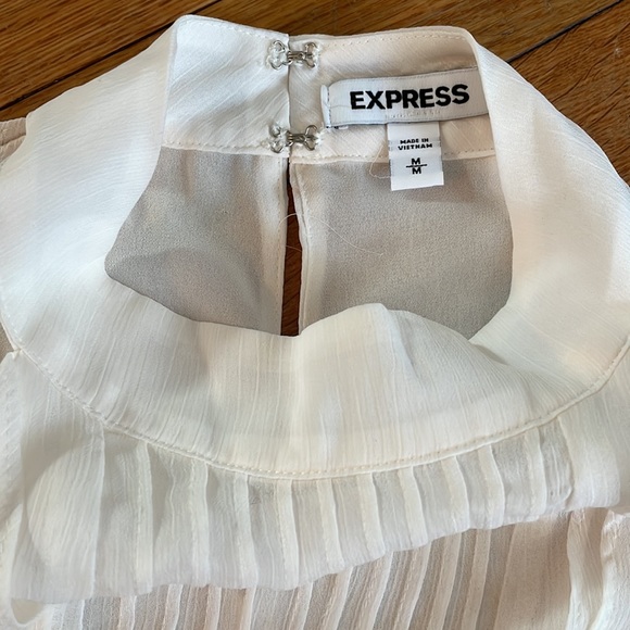 Express Cream Sheer Ruffle Sleeveless Top - Picture 5 of 7